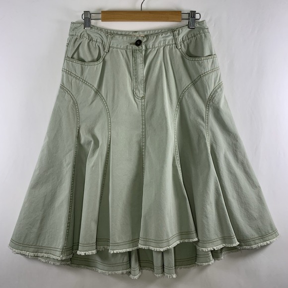 Faded Glory Dresses & Skirts - VTG Y2K Romantic Cowgirl Midi Skirt Sz 12 Sage Green Country Festival Paneled